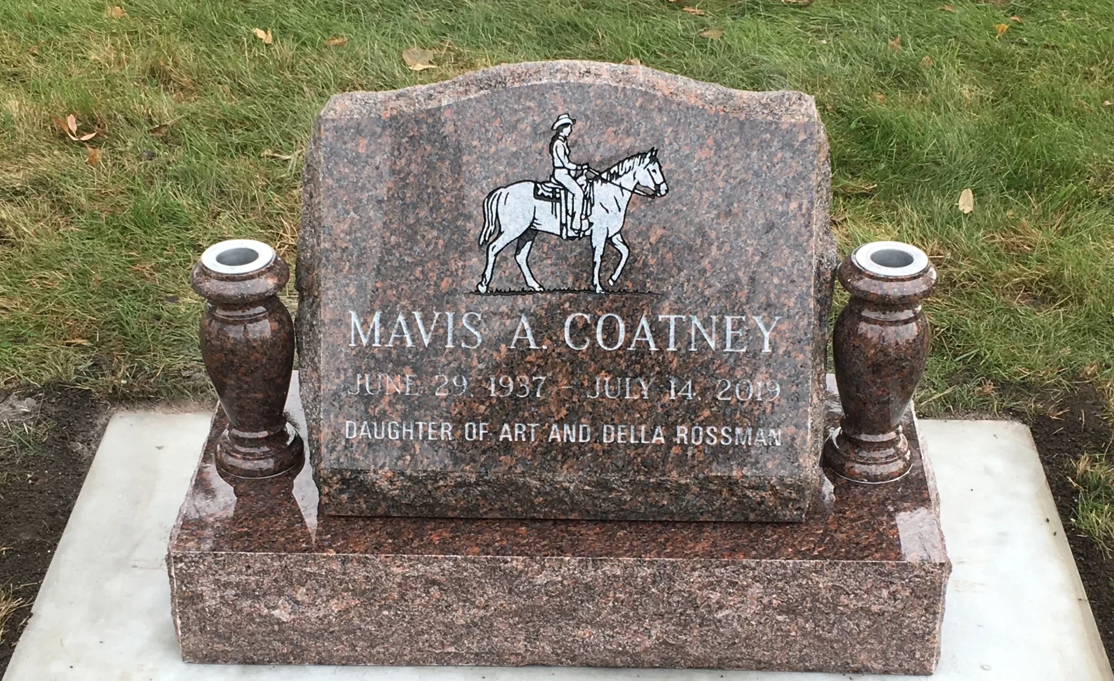 Custom engraved headstone memorial